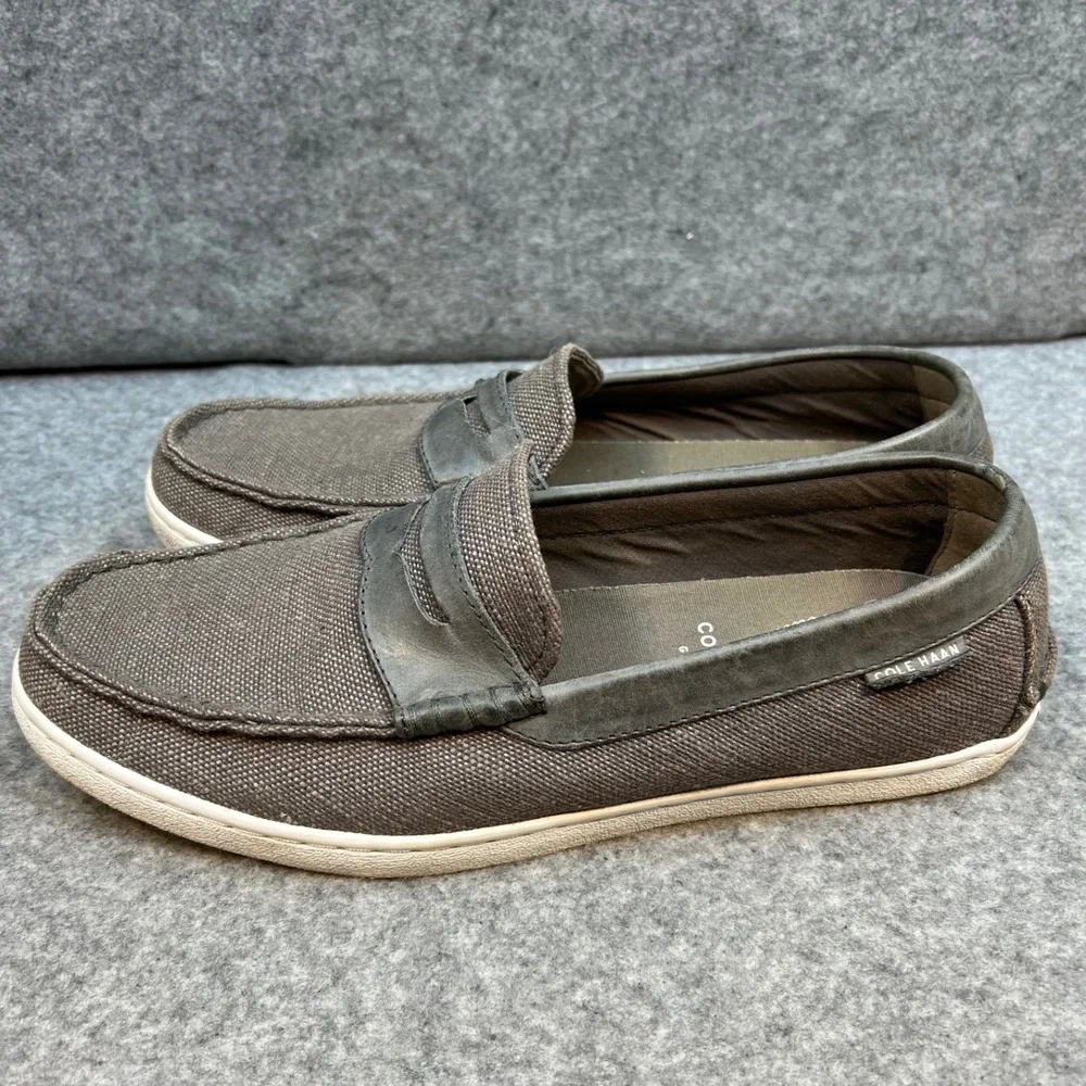 Cole Haan Pinch Maine Classic Loafers Men's Gray Canvas Leather Penny Loafers 10